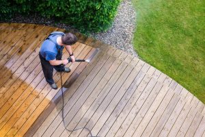 Professional patio roof cleaner removing mold and dirt safely